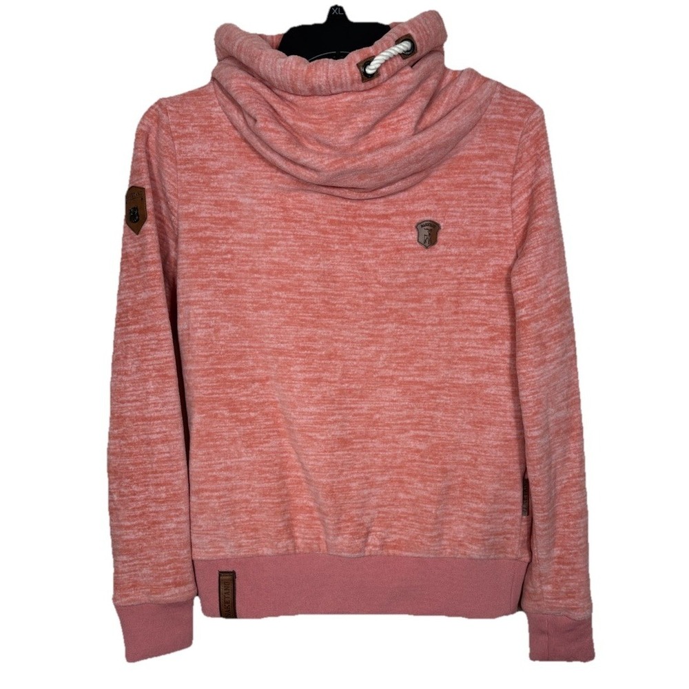 Naketano Brave New World Funnel‎ Neck Pink Sweatshirt Size Small Owl Pullover